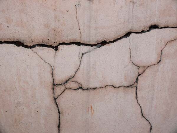 Structural crack in a concrete foundation wall